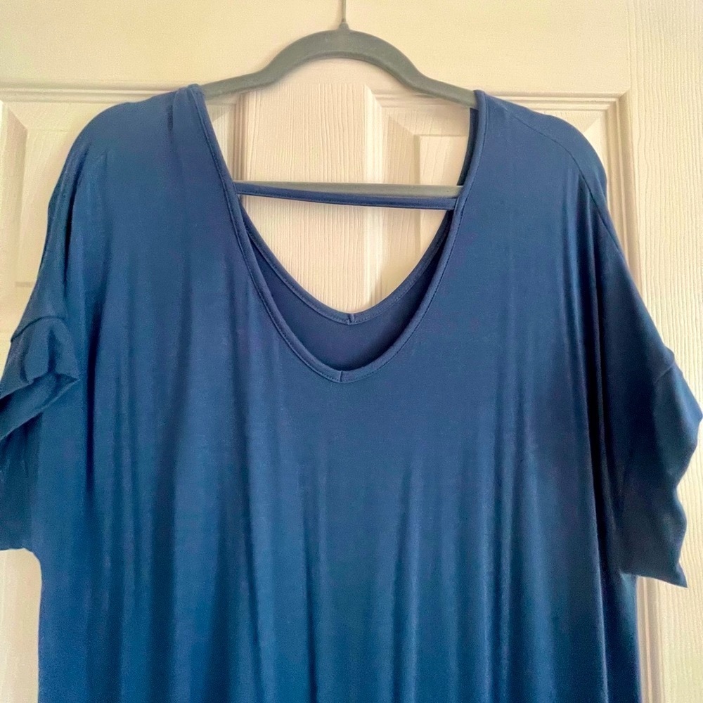 LulaRoe Macy Maxi Solid Blue Size Large